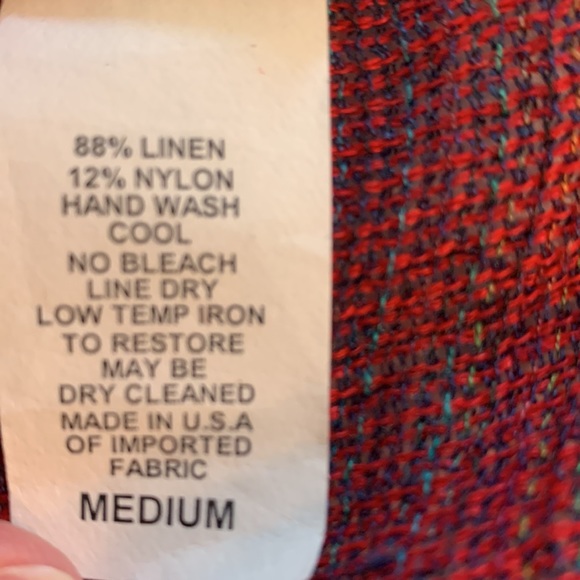 CTC Linen Mesh Tie Long Sleeve Burgundy Red Oversized Tunic Top Blouse Size M - Picture 12 of 12